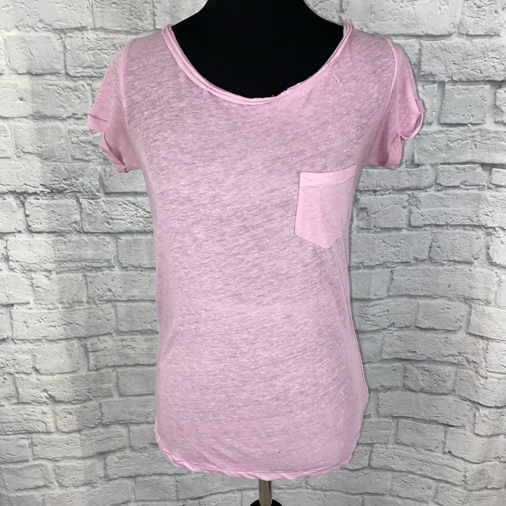 American eagle scoopneck short sleeve lightweight thin top w/raw hems sz Small
